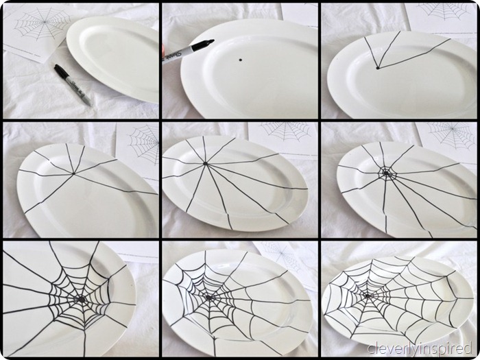 sharpie spider web platter diy @cleverlyinspired (1)