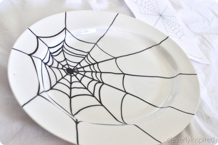 sharpie spider web platter diy @cleverlyinspired (2)
