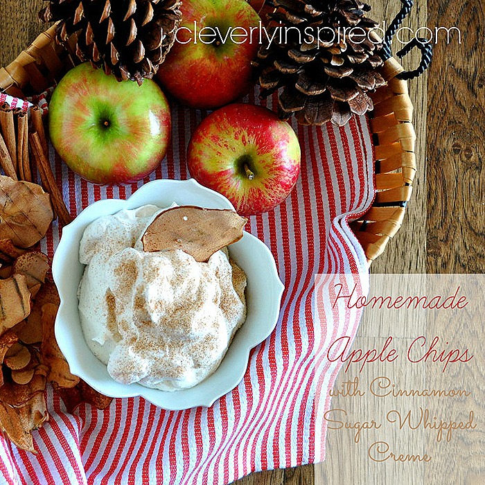 homemade apple chips with cinnamon sugar whipped creme @cleverlyinspired (4)fb