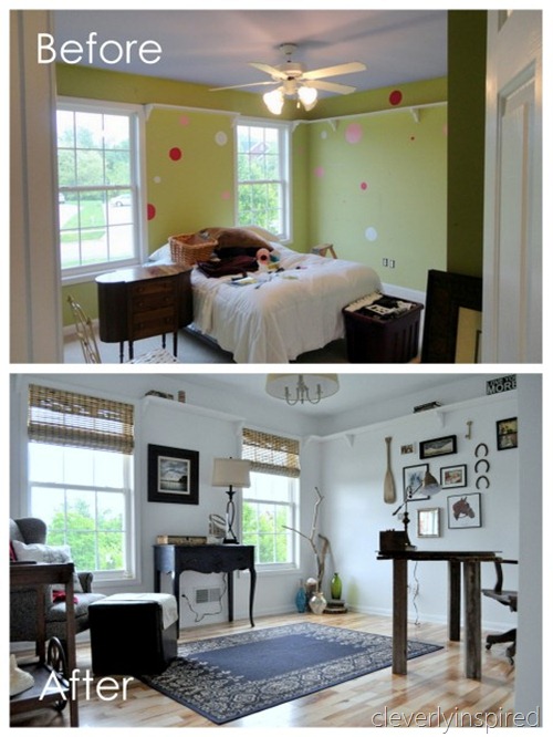 Bedroom turned into an Office: Reveal - Cleverly Inspired