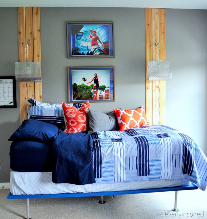  Boys  gray  and orange  bedroom  Reveal decorating boys  room 