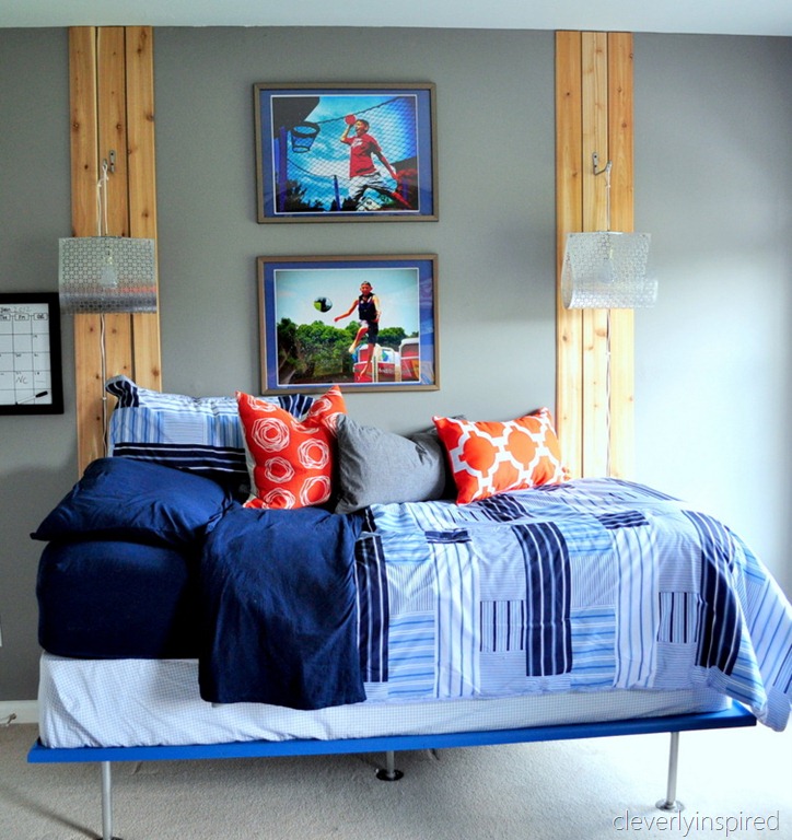 Boys gray and orange bedroom - Reveal (decorating boys room)