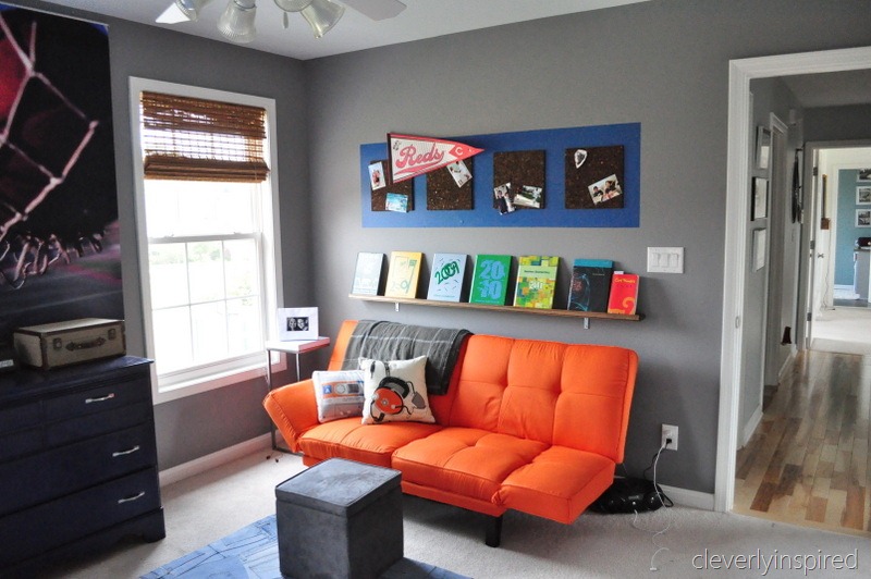 Grey orange outlet bedroom