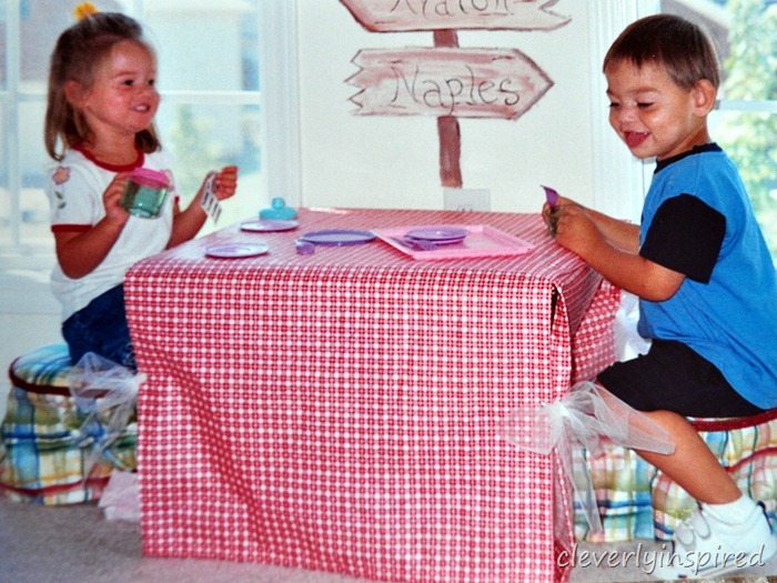 covered table and chairs for kids @cleverlyinspired