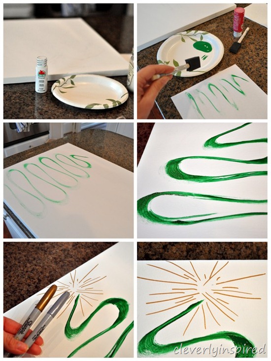 easy diy christmas tree canvas art @cleverlyinspired (1)