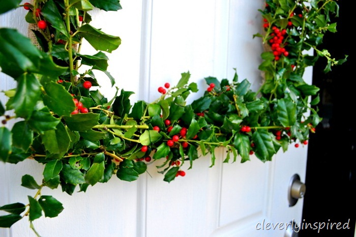 how to make a square holly wreath @cleverlyinspired (1)