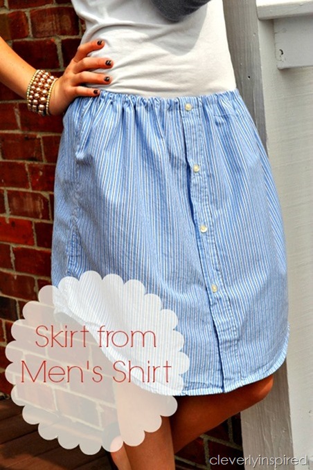upcycled mens shirt into a skirt @cleverlyinspired (3)cv