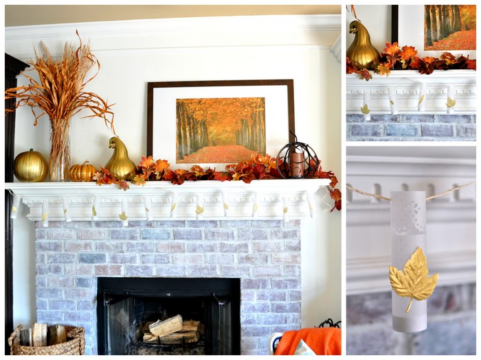 diy mini luminaries @cleverlyinspired fall mantle decor (11)