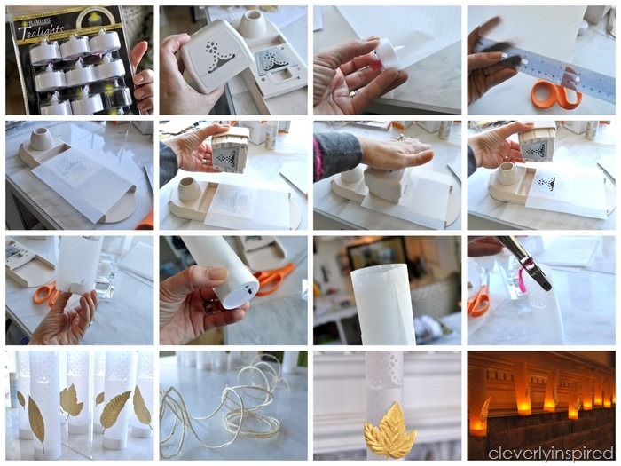 diy mini luminaries @cleverlyinspired fall mantle decor (12)