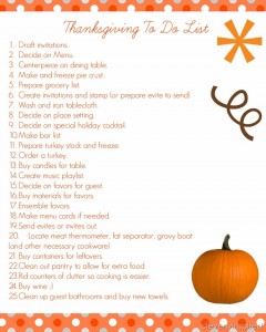 25 things to do now (Thanksgiving Prep List)