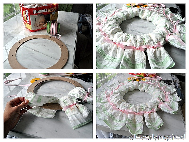 Baby shower diaper store wreath