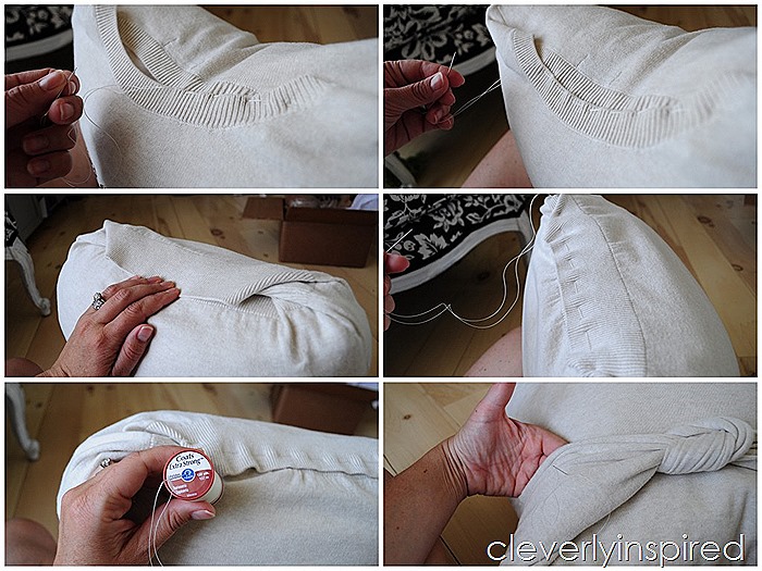 no sew pillow cover from sweater @cleverlyinspired (6)
