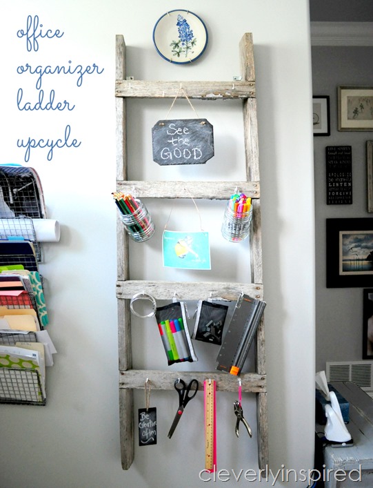 repurposed old ladder office organizer @cleverlyinspired (8)