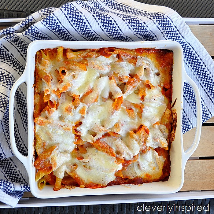 4 ingredient Baked Ziti - Cleverly Inspired