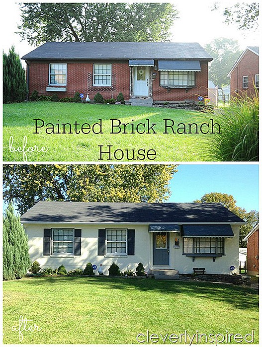 Painted brick Ranch House - Cleverly Inspired