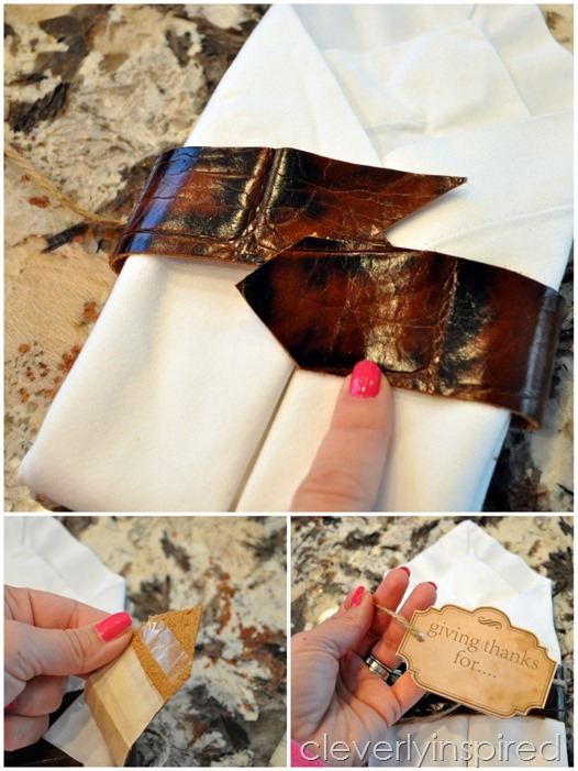 DIY leather napkin tie & Thanksgiving printable @cleverlyinspired (8)