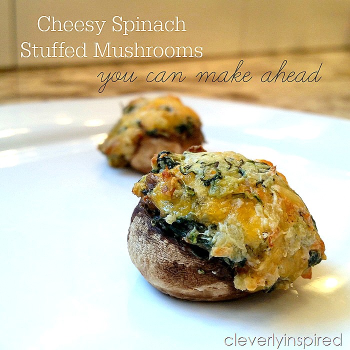 Cheesy Spinach Stuffed Mushrooms - Cleverly Inspired