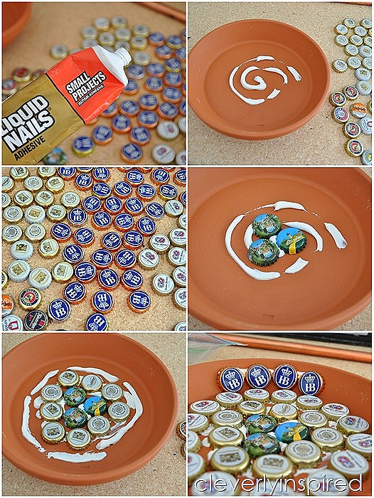 bottle cap bird bath DIY @cleverlyinspired (5)