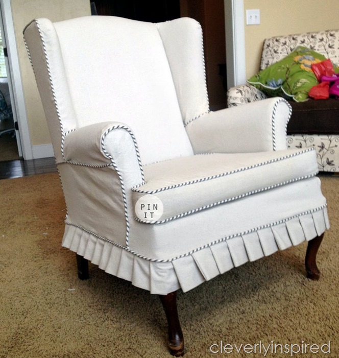 slipcovered wing chair @cleverlyinspired