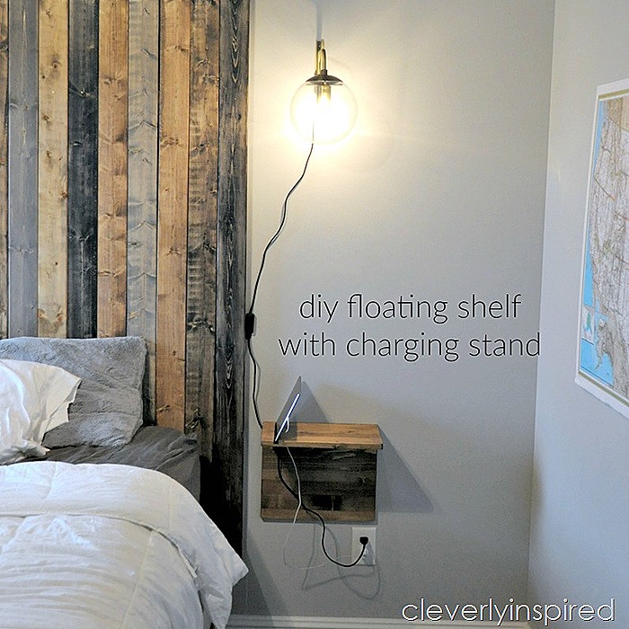 diy floating shelf charging stand @cleverlyinspired (8)